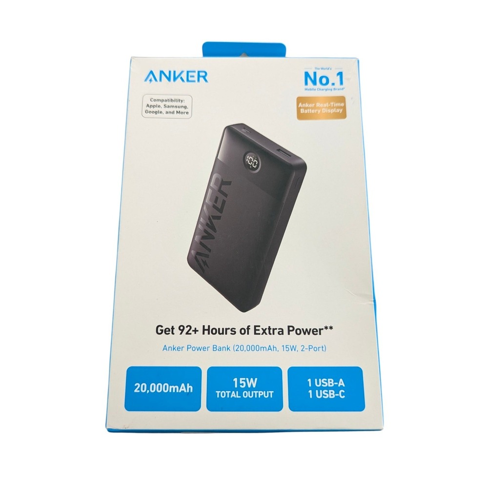 Mm9U Anker 20,000 mAh 15W 2-Port Portable Charger Battery Power Bank In Black‎